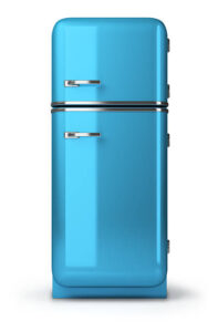 Blue a retro the fridge. 3d image. Isolated white background. 010504 42